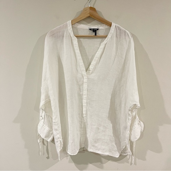 NIC+ZOE Tops - Nic+Zoe White Linen Women's Top Laced Up Sleeveless size M